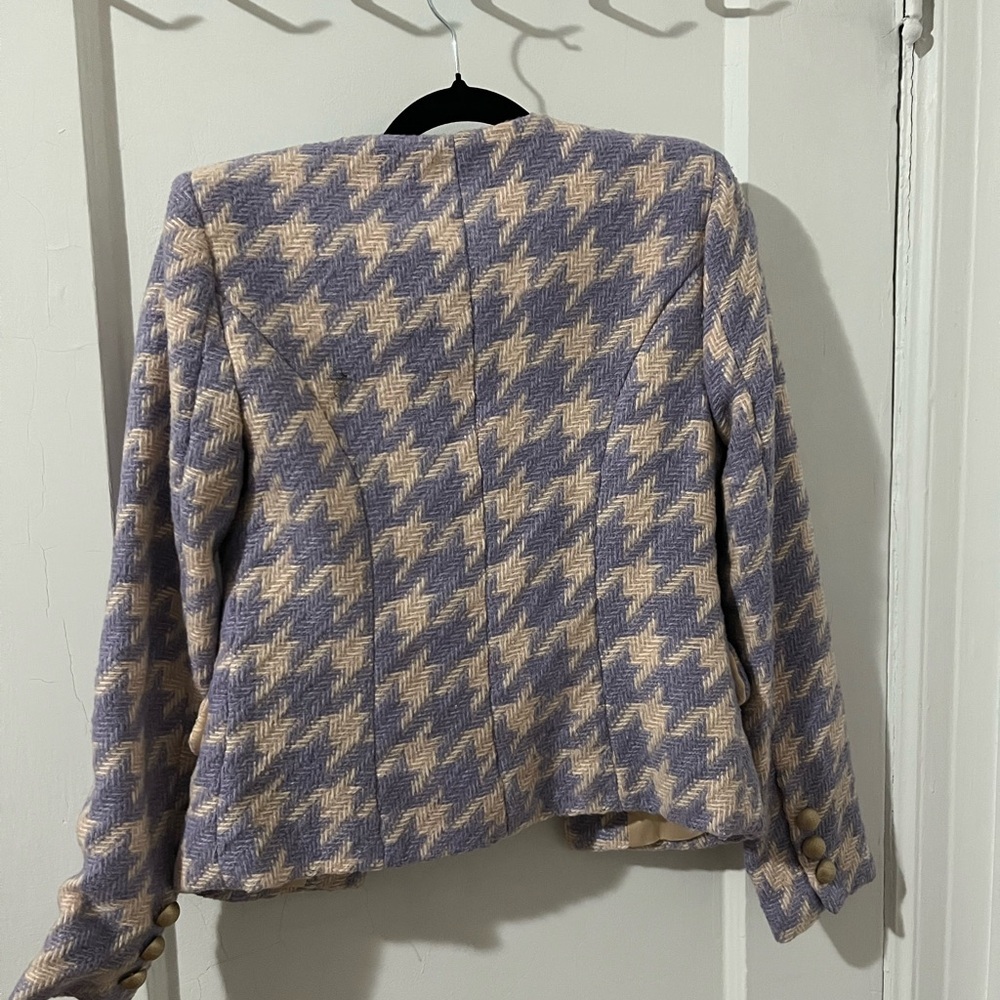 Chic Houndstooth Blazer and skirt - Purple and Cream - Picture 3 of 5